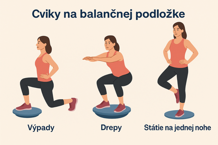 Cviky na balančnej podložke – balans v stoji a výpady